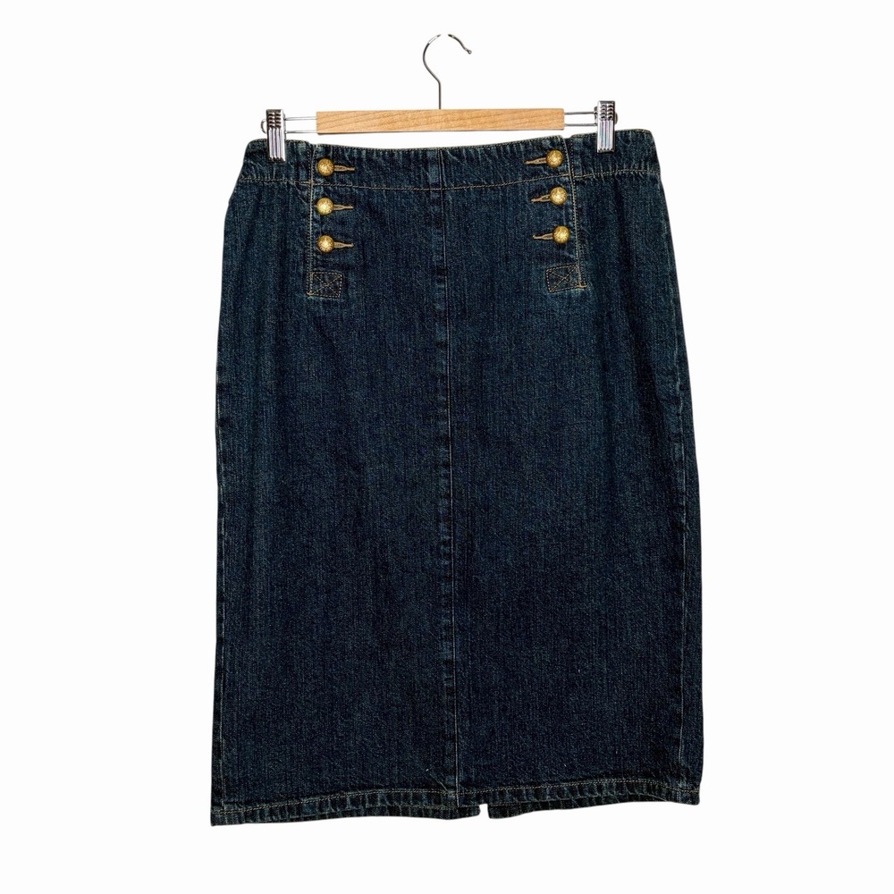 Ralph Lauren Jeans Co Sailor Dark Denim Pencil Skirt Womens 10 Nautical Preppy